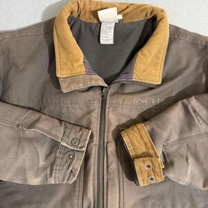 Cinch Brown Canvas Ranch Work Jacket XXL Corduroy Collar Fleece Lined Western